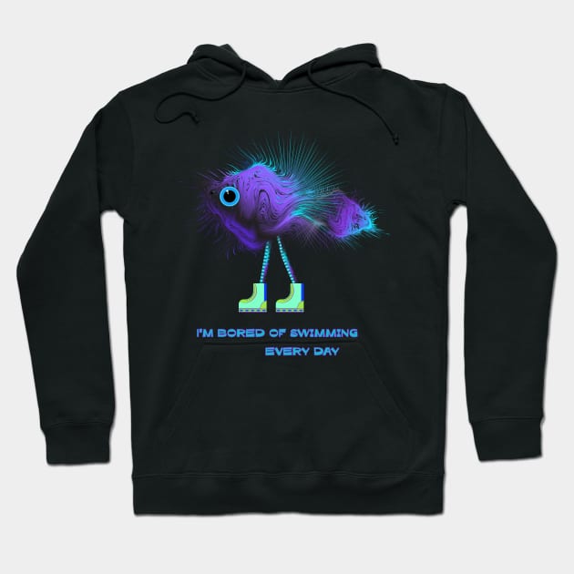 Violet walking fish Hoodie by Gerchek